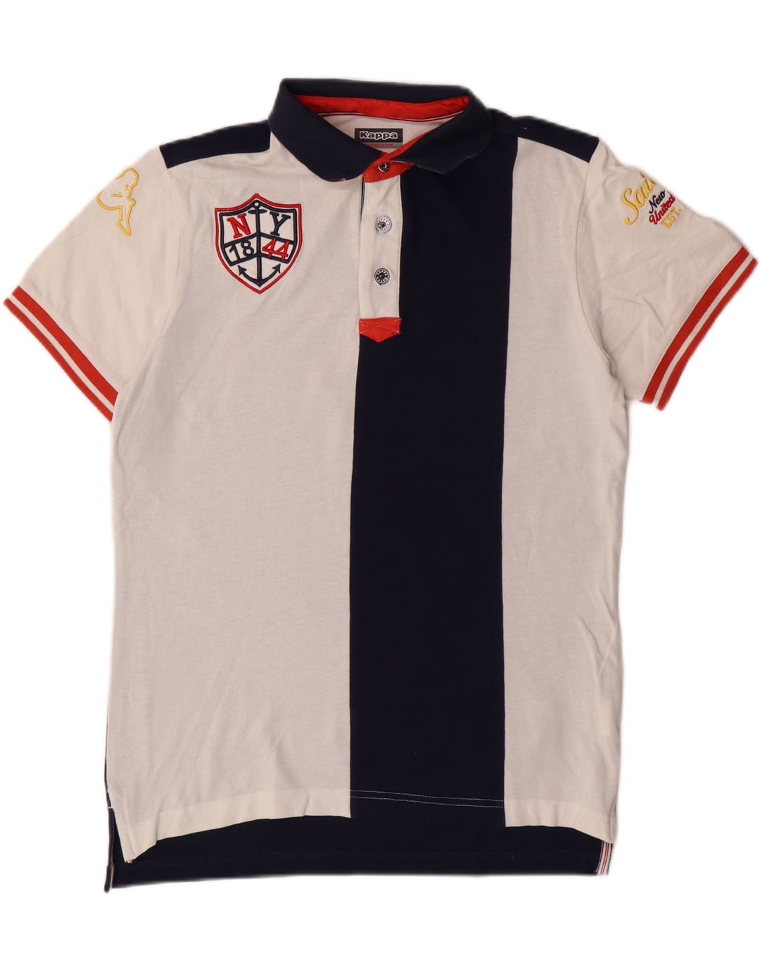 KAPPA Herren-Poloshirt mit Grafik, mittelgroß, marineblau, Colourblock-Baumwolle