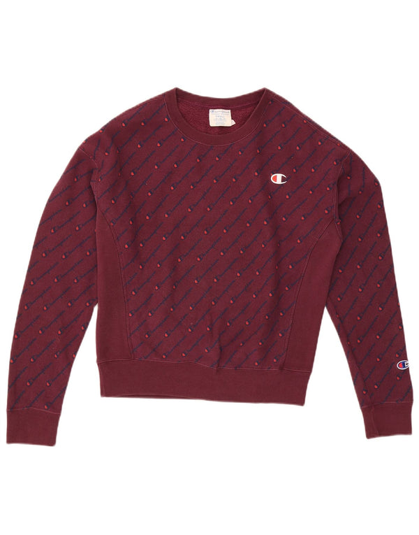 Champion Womens Graphic Oversized Sweatshirt Pullover UK 10 Small Burgund