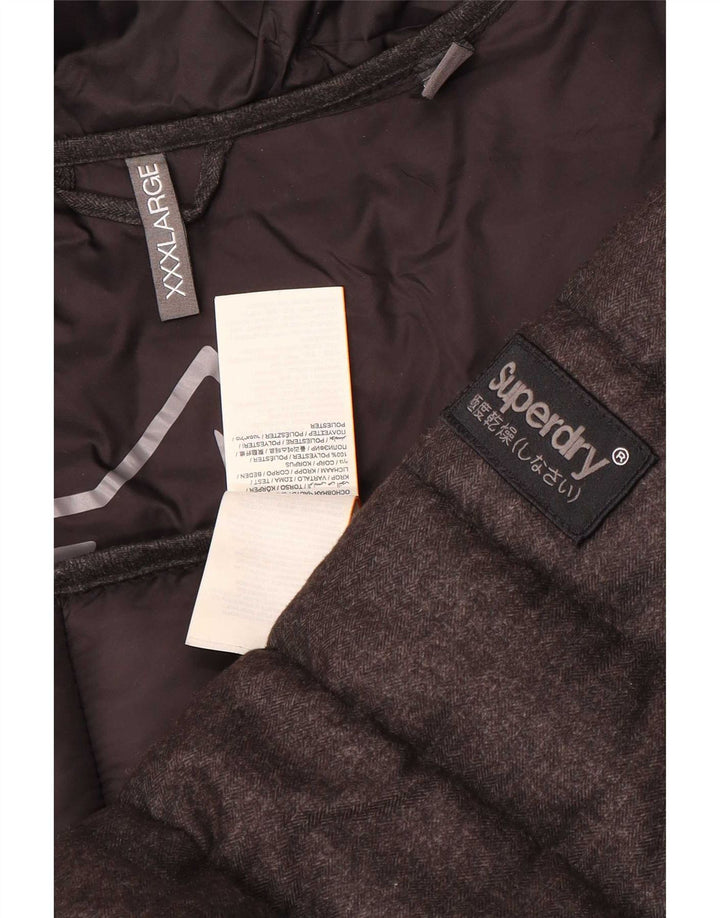 Superdry Wattierte Herrenjacke mit Kapuze, UK 46 3XL, Grau, Polyester