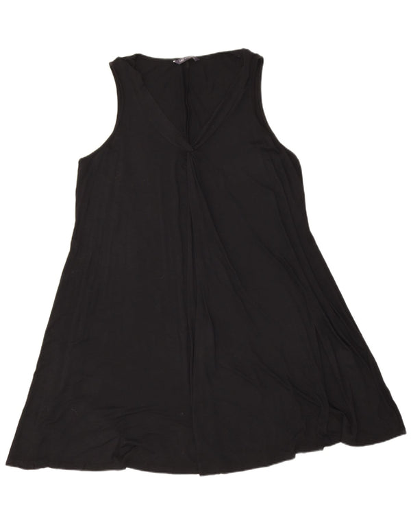 Marks & Spencer Damen Ärmelloses A-Linien-Kleid UK 16 Large Schwarze Viskose