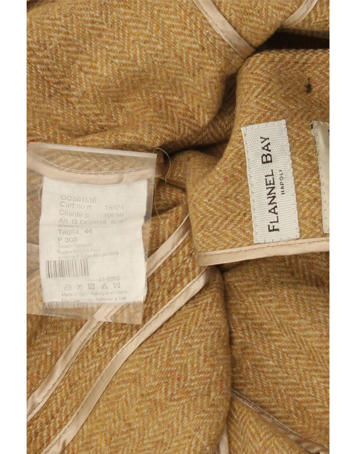 FLANNEL BAY Damen-Blazerjacke mit 3 Knöpfen, IT 44, mittelbeige mit Fischgrätenmuster