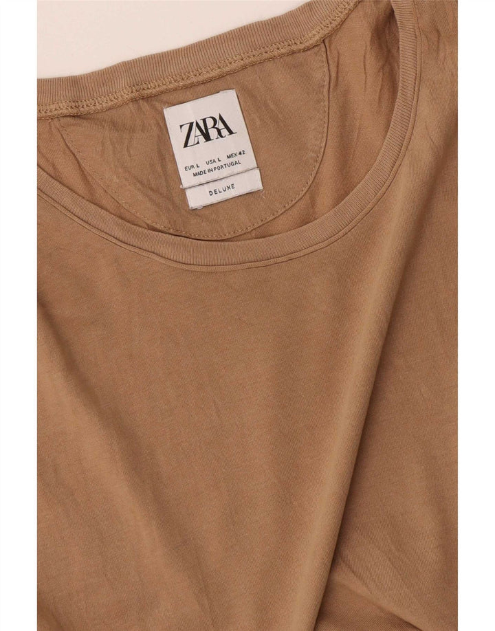 Zara Herren T-Shirt Top Large Beige