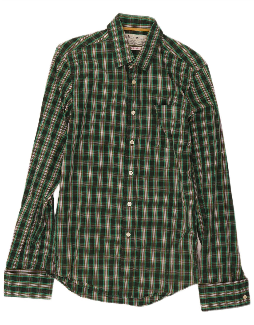 Jack Wills Herrenhemd XS grün kariert Baumwolle