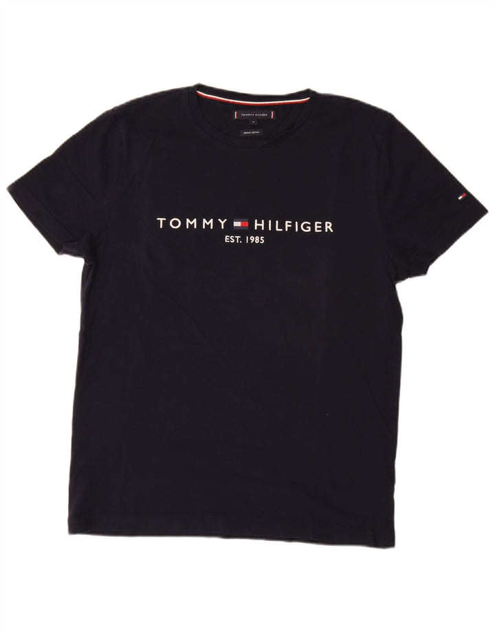 TOMMY HILFIGER Herren Grafik T-Shirt Top Medium Marineblau Baumwolle