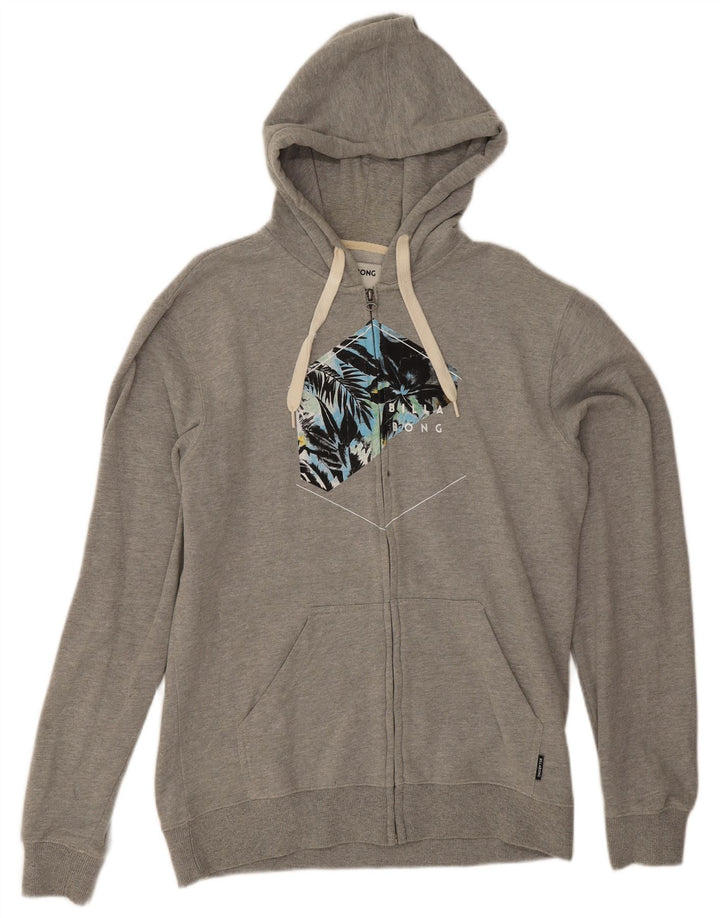 Billabong Herren-Kapuzenpullover mit grafischem Reißverschluss, groß, graue Baumwolle