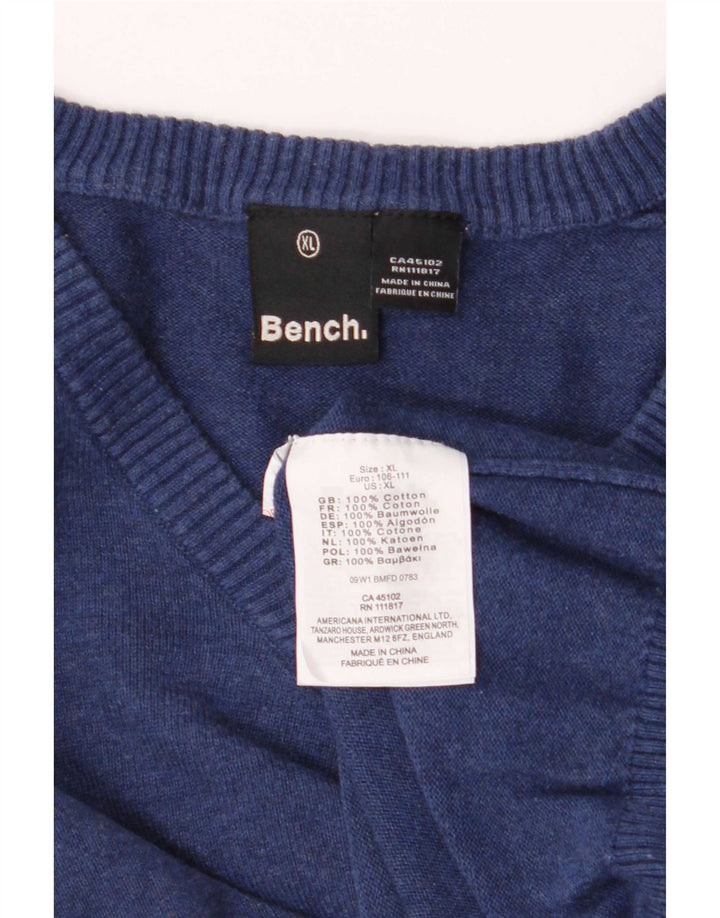 Bench Herren-Pullover mit V-Ausschnitt, XL, blaue Baumwolle