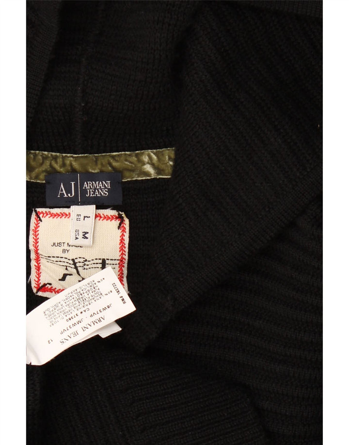 Armani Jeans Damen Kapuzenpullover UK 14 Mittelschwarze Wolle