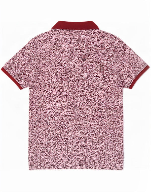 Pierre Cardin Herren-Poloshirt mit abstraktem Muster, schmale Passform, Größe L, Burgunderrot