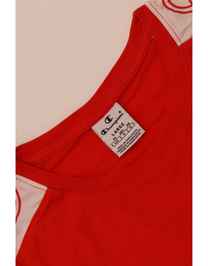 Champion Herren-T-Shirt mit Grafik, Größe L, Rot, Farbblock