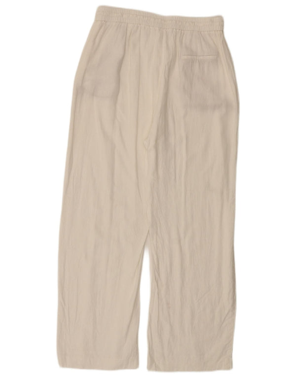 Zara Damen-Freizeithose mit weitem Bein, Größe L, W30, L28, weiße Viskose