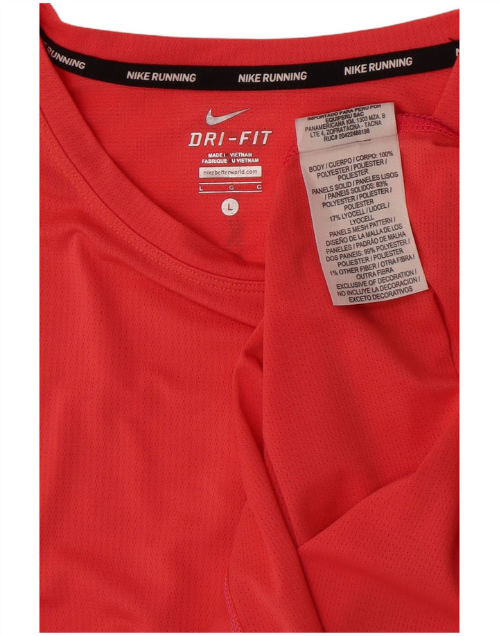 Nike Damen Dri Fit Crop T-Shirt Top UK 14 Large Pink Polyester