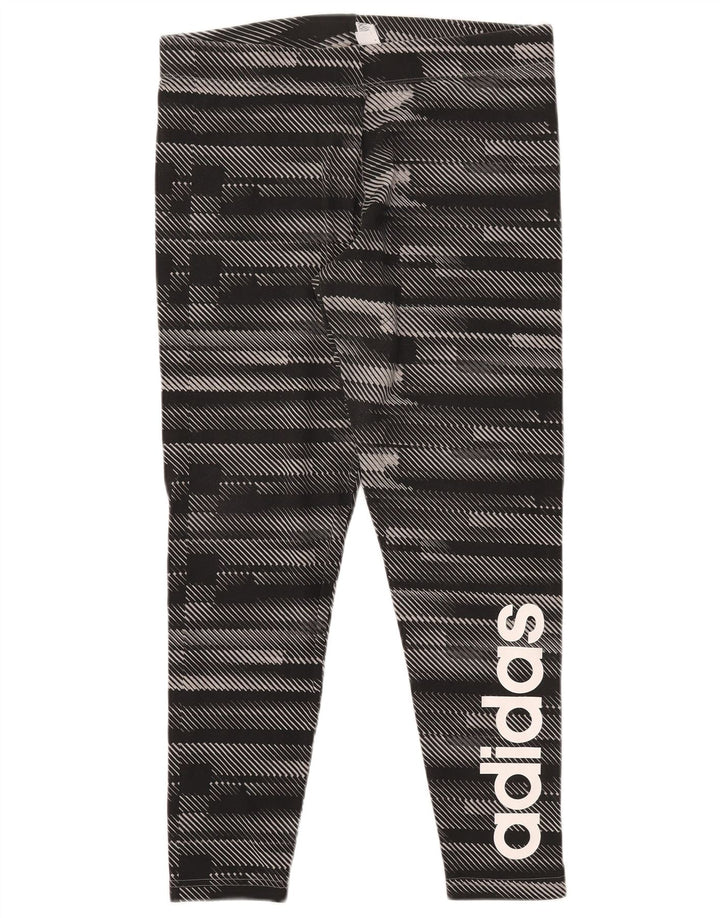 ADIDAS Damen Graphic Leggings UK 16/18 Große schwarz gestreifte Baumwolle