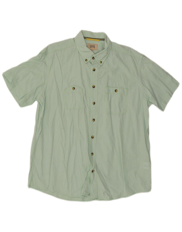 Camel Active Herren Kurzarm-Hemd mit regulärer Passform, XL, grüne Baumwolle
