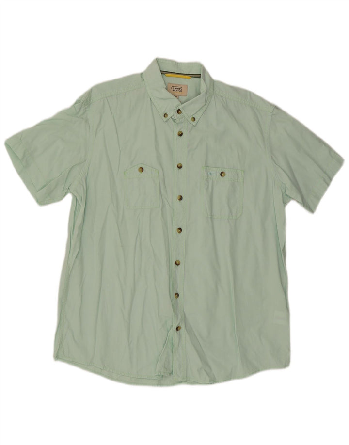 Camel Active Herren Kurzarm-Hemd mit regulärer Passform, XL, grüne Baumwolle
