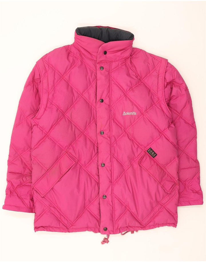 DOLOMITE Mens Reversible Padded Jacket UK 38 Medium Pink Argyle/Diamond Vintage Dolomite and Second-Hand Dolomite from Messina Hembry 