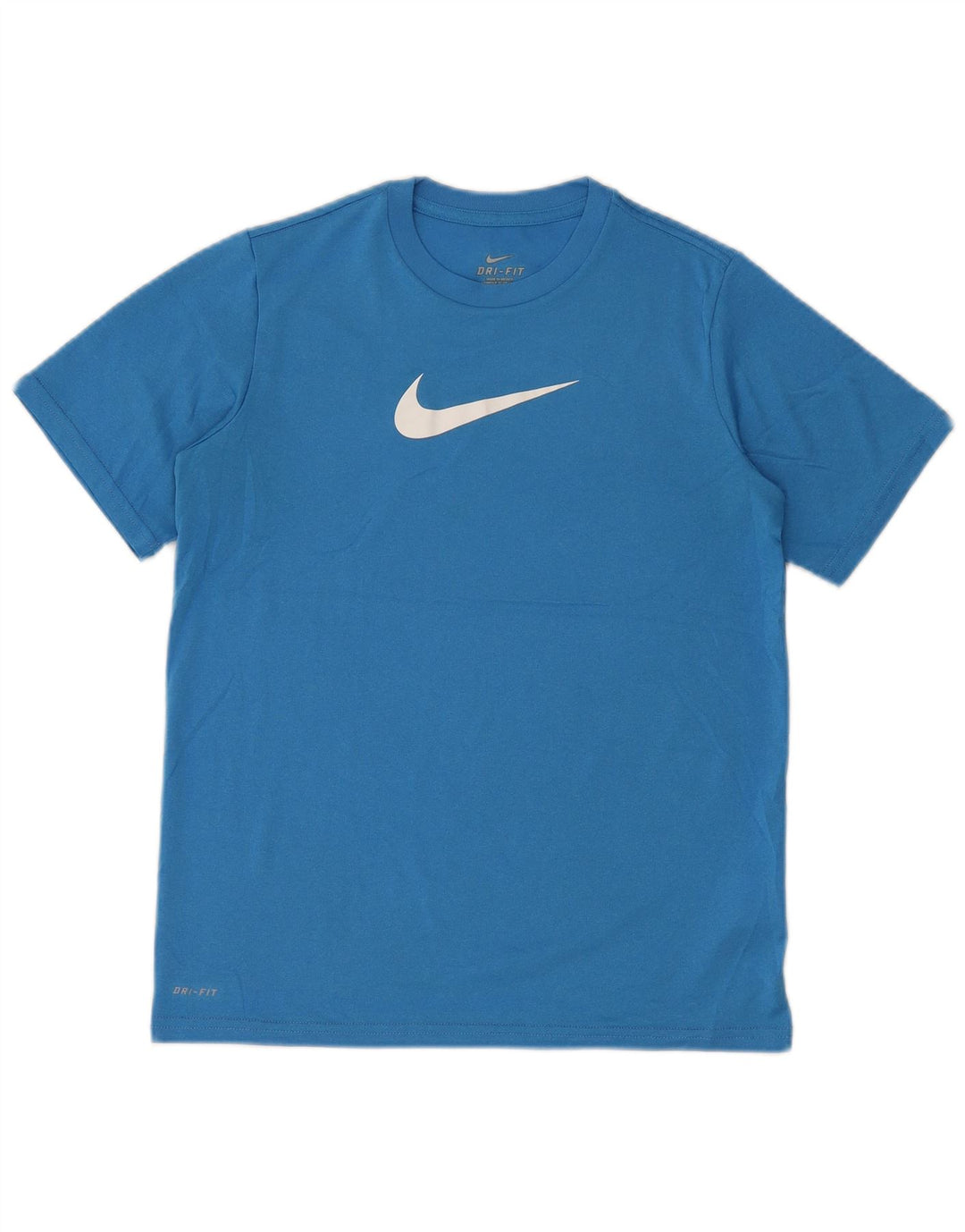 Nike Damen Dri Fit Graphic T-Shirt Top UK 14 Large Blau Polyester