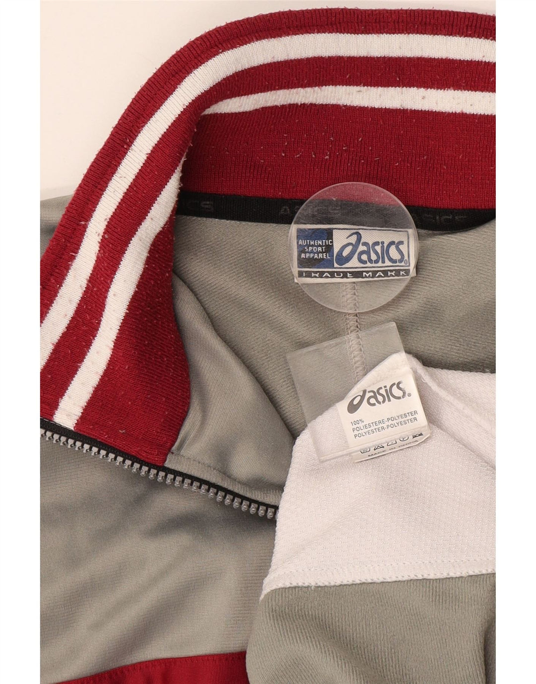 ASICS Herren-Trainingsanzugoberteil, XL, graues Colourblock-Polyester