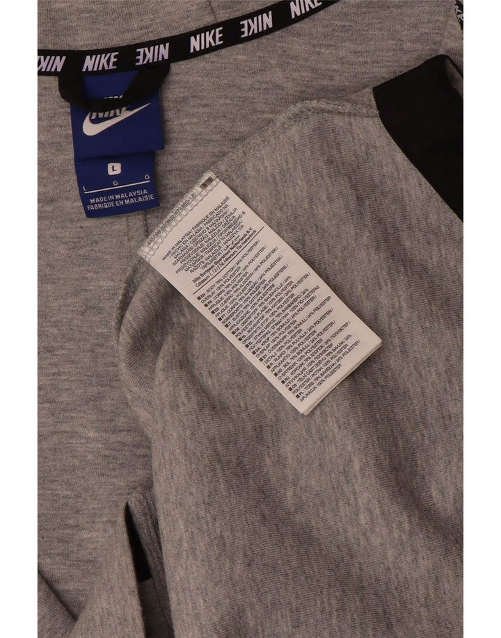 Nike Herren-Kapuzenpullover mit Reißverschluss, groß, graue Farbblock-Baumwolle