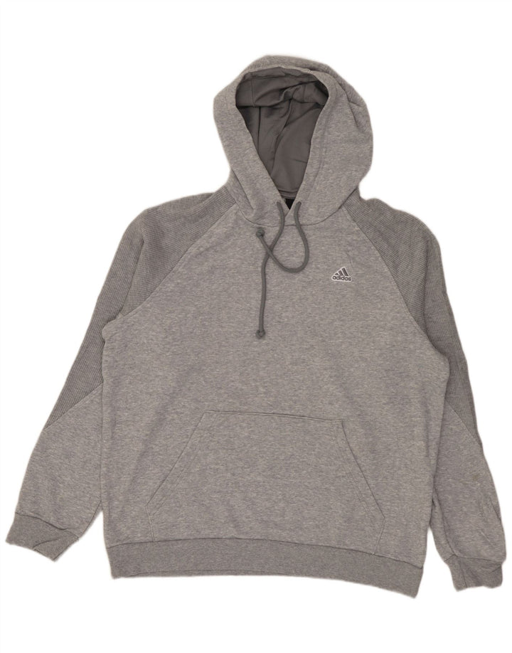 Adidas Herren Kapuzenpullover Mittelgrau gefleckte Baumwolle