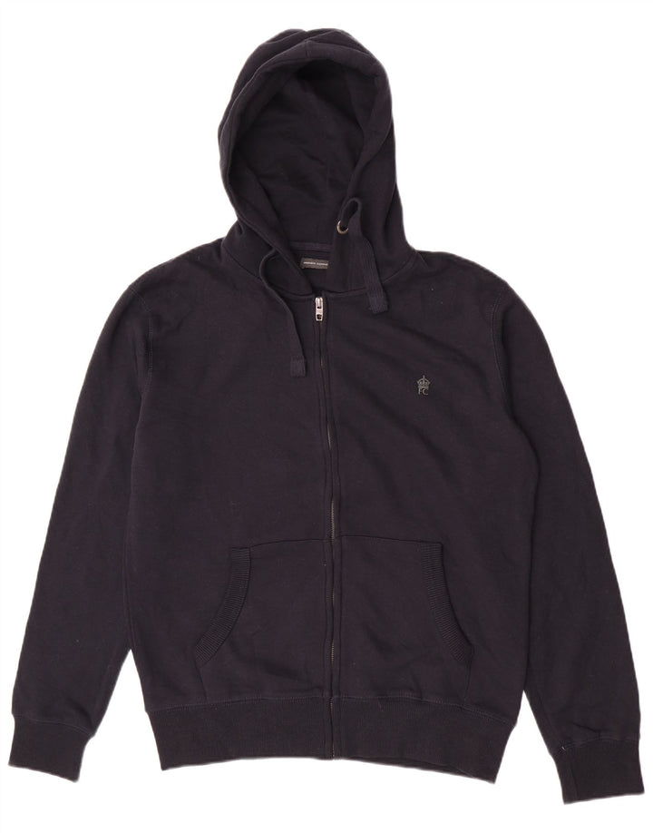 French Connection Herren-Kapuzenpullover mit Reißverschluss, mittlere marineblaue Baumwolle