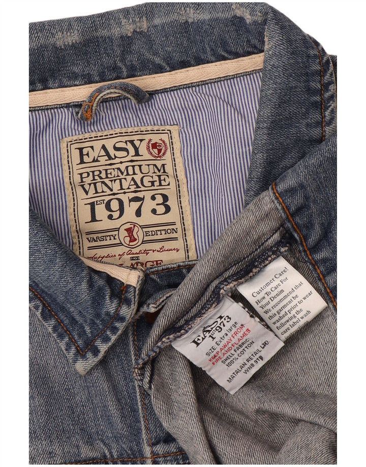 Easy Herren Jeansjacke UK 40 Große blaue Baumwolle