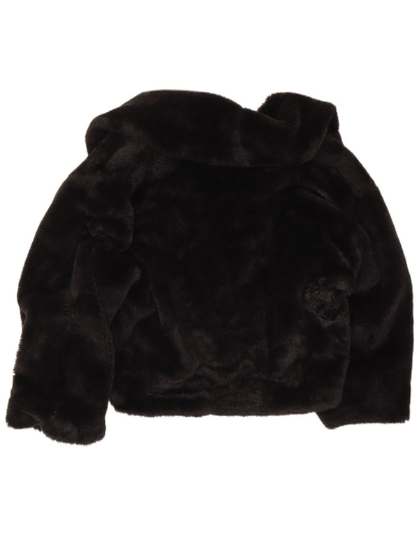 Vintage Damen Übergroße Kunstfelljacke UK 16 Large Schwarz
