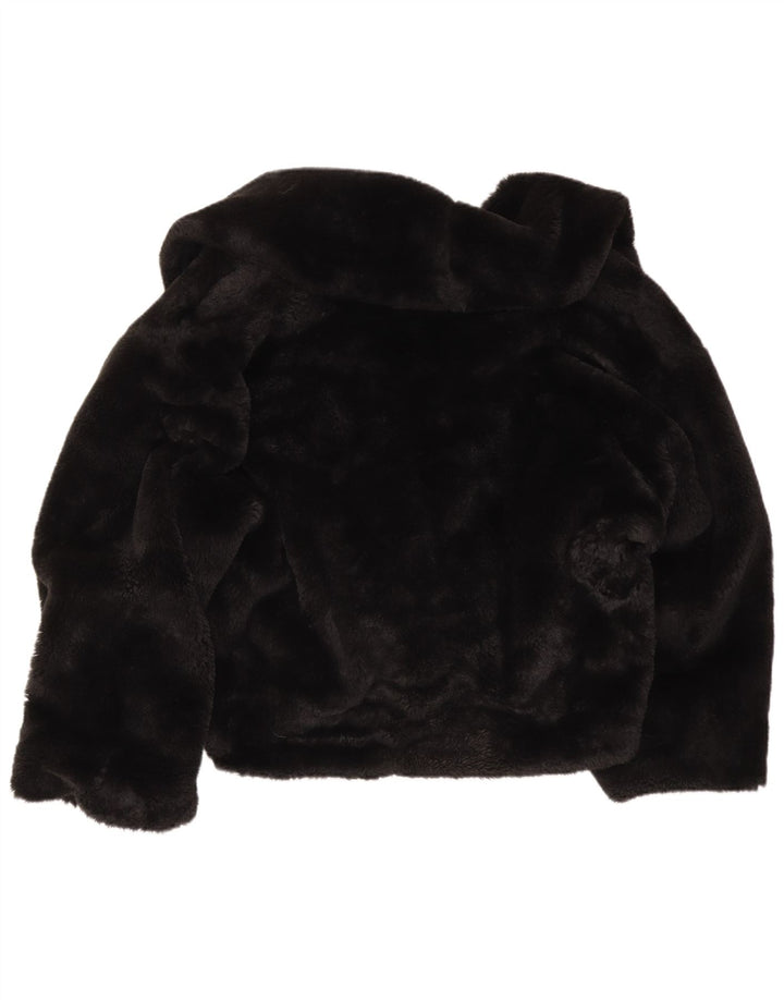 Vintage Damen Übergroße Kunstfelljacke UK 16 Large Schwarz