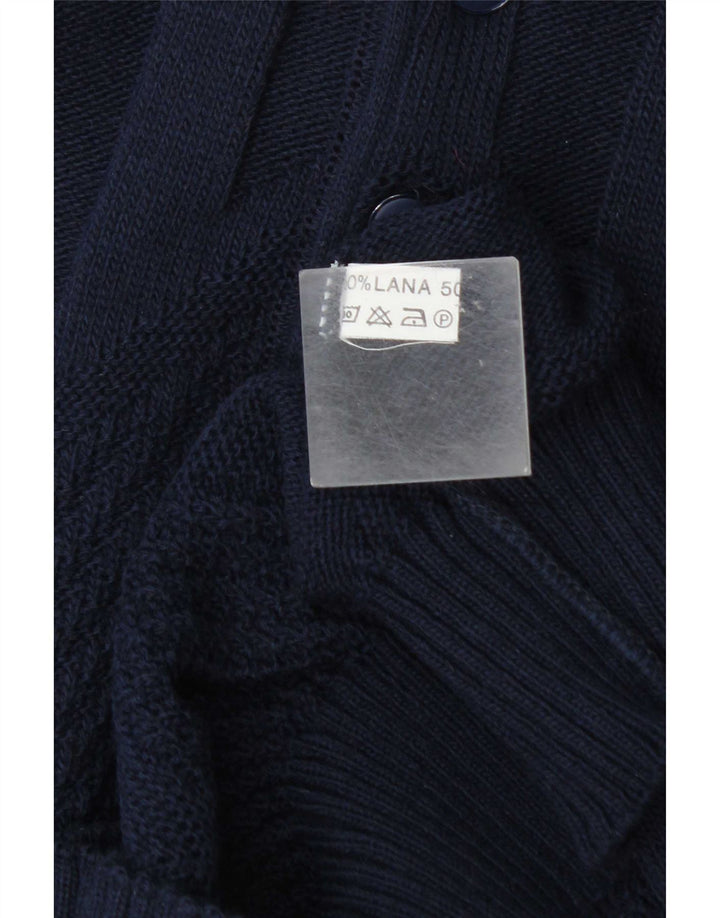 Vintage Herren Rollkragenpullover Pullover Große Marineblaue Wolle