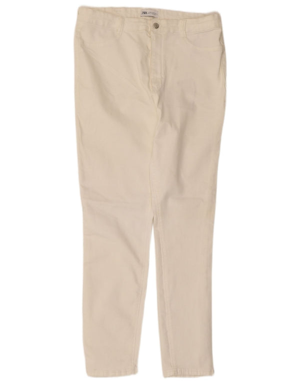 Zara Damen Slim Freizeithose EU 46 2XL W36 L28 Weiße Baumwolle