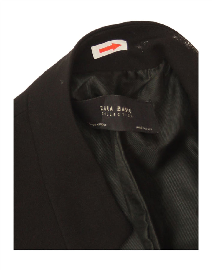 Zara Damen Longline Blazer Jacke UK 6 XS Schwarz Polyester