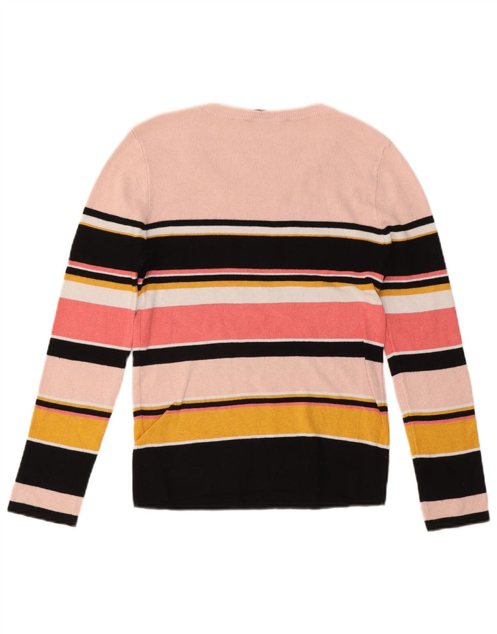 Oasis Damen Top Langarm UK 12 Mittelrosa gestreifte Viskose