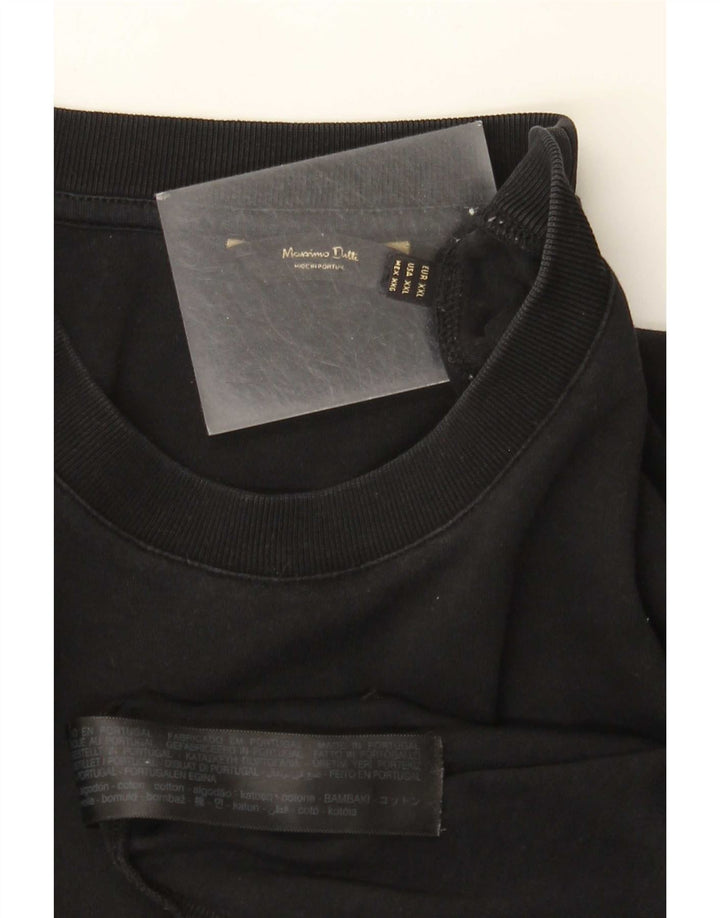 Massimo Dutti Herren T-Shirt Top 2XL Schwarz Baumwolle