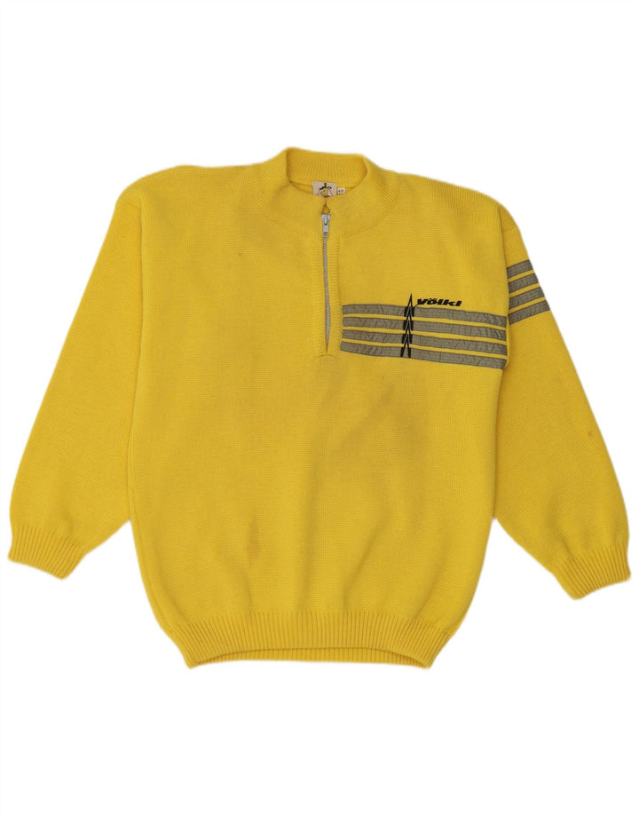 Vintage Herren-Pullover mit Reißverschluss, IT 46, kleine gelb gestreifte Wolle