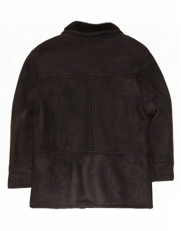 Vintage Herren Shearling Jacke UK 42 XL Schwarz
