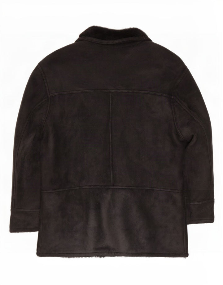Vintage Herren Shearling Jacke UK 42 XL Schwarz