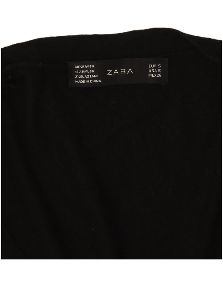 Zara Damen-Cardigan-Pullover UK 10 Small Schwarz Rayon