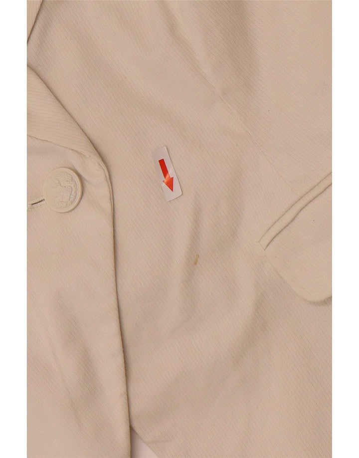 Guess Damen-Blazer, ärmellos, 1 Knopf, Größe UK 16, Größe L, weiße Baumwolle