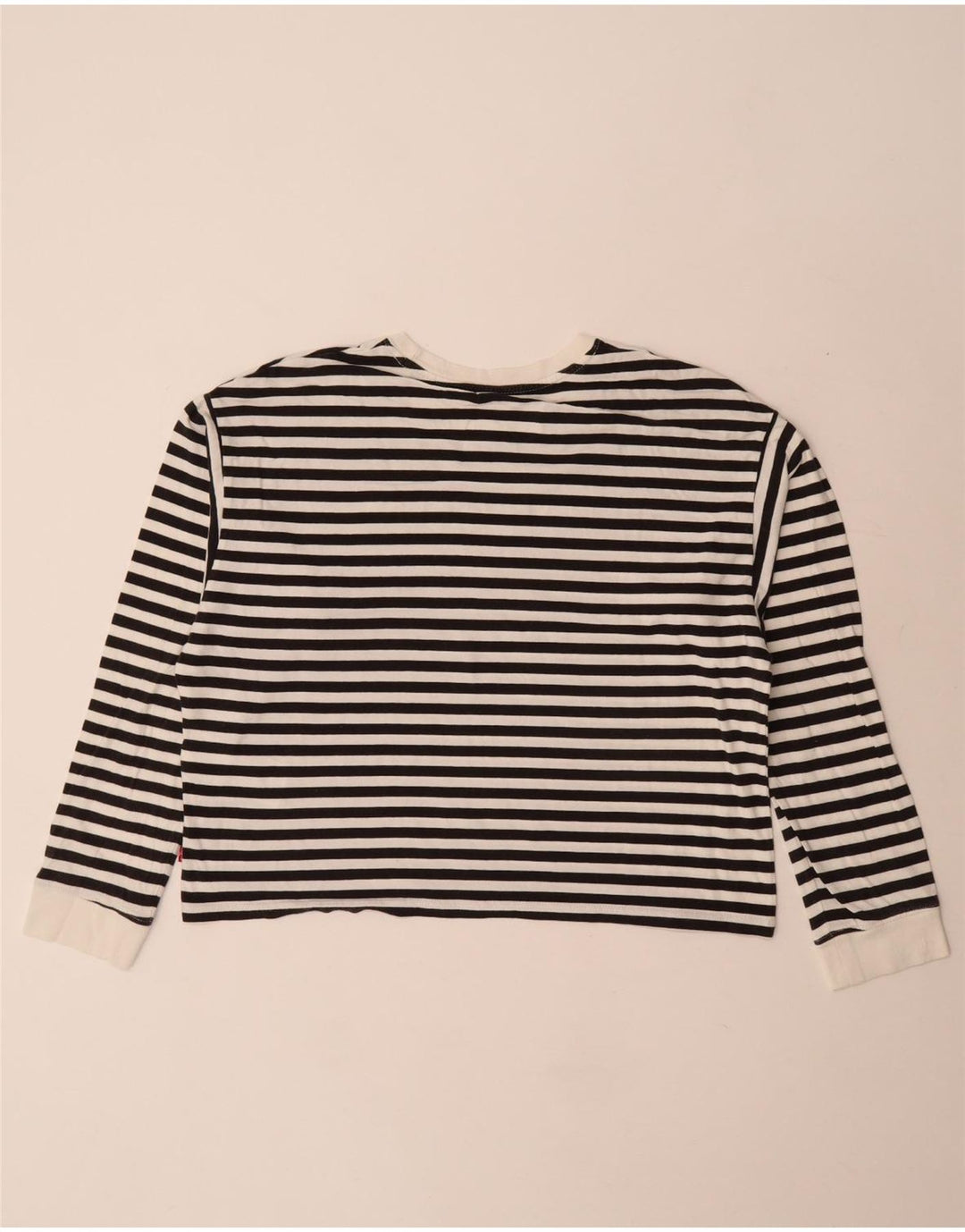 Levi's Damen Crop Graphic Top Langarm UK 10 Small Weiß gestreift