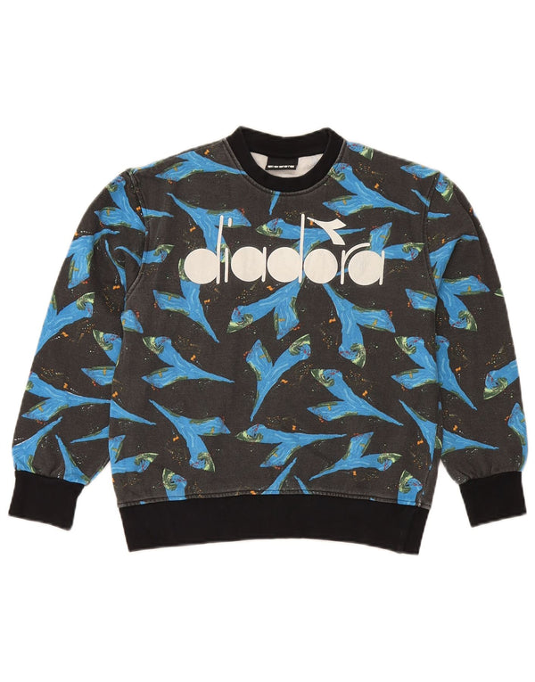 Diadora Grafik-Sweatshirt für Jungen, 9–10 Jahre, blaue Farbblock-Baumwolle
