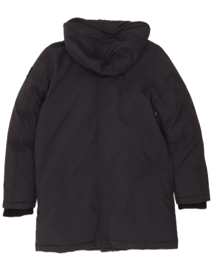 SCHOTT Wattierter Damenmantel mit Kapuze US 12 Large Schwarz Polyester
