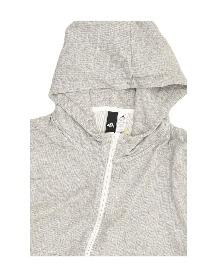 ADIDAS Womens Zip Hoodie Sweater UK 8/10 Small Grey Cotton | Vintage Adidas | Thrift | Second-Hand Adidas | Used Clothing | Messina Hembry 