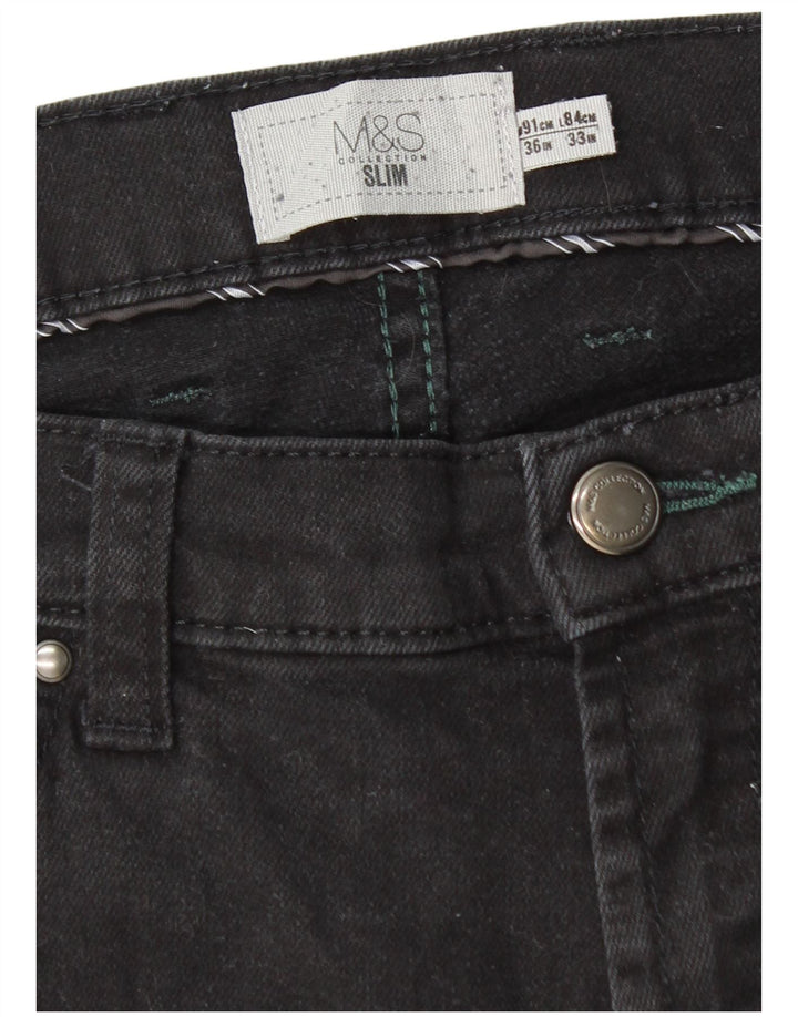 Marks & Spencer Herren Slim Jeans W36 L33 Schwarze Baumwolle
