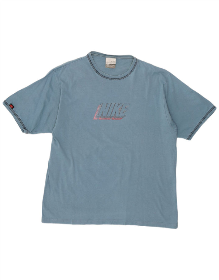 NIKE Herren-T-Shirt mit Grafik, UK 39/41, mittelblaue Baumwolle
