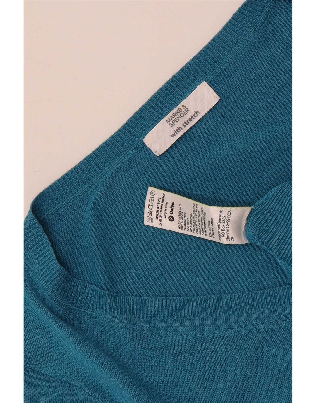 Marks & Spencer Damen-Pullover mit V-Ausschnitt, UK 14, mitteltürkisfarbene Viskose