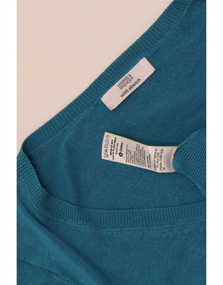 Marks & Spencer Damen-Pullover mit V-Ausschnitt, UK 14, mitteltürkisfarbene Viskose