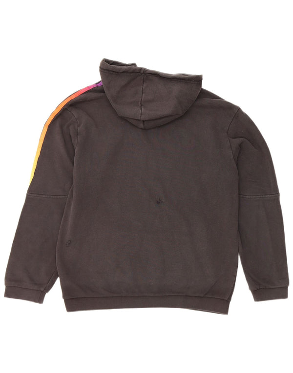 Adidas Womens Graphic Oversized Hoodie Pullover UK 6 XS Schwarz Baumwolle
