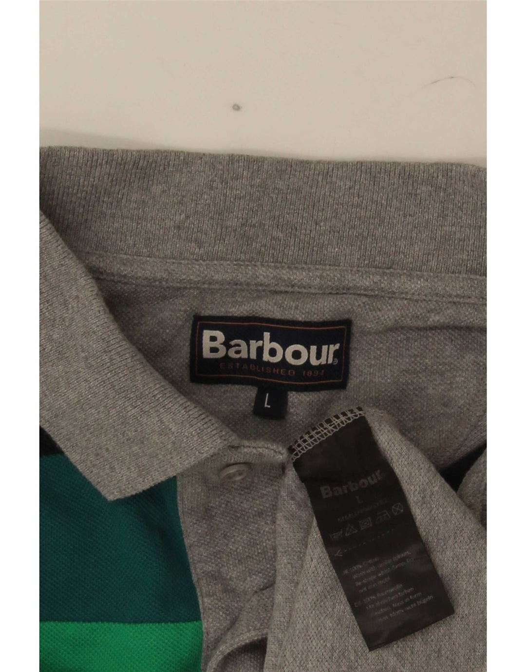 Barbour Herren-Poloshirt, große graue Colourblock-Baumwolle