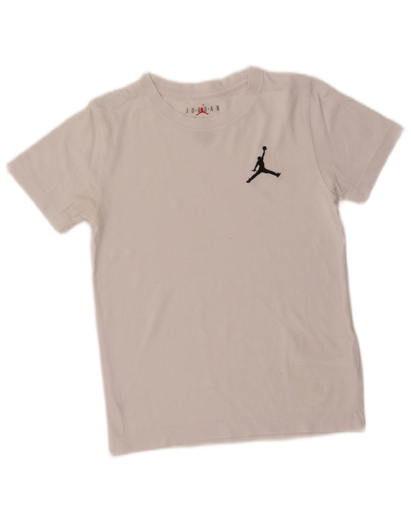 JORDAN Girls Graphic T-Shirt Top 8-9 Years Small White Cotton