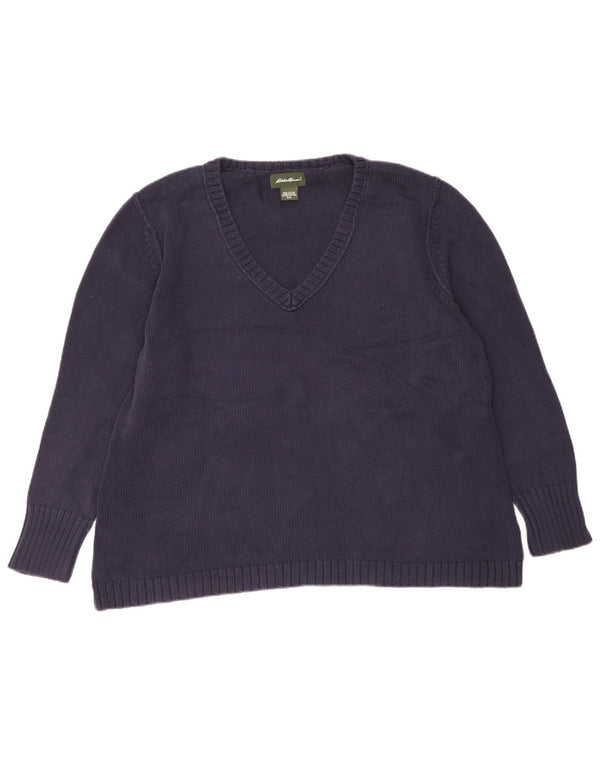 Eddie Bauer Damen-Pullover mit V-Ausschnitt, UK 20 2XL, Marineblau, Baumwolle