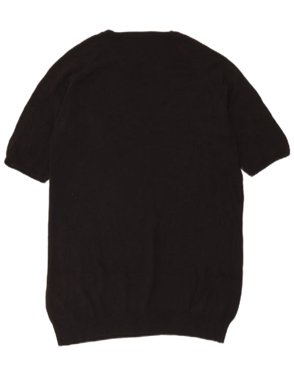Kurzärmliger Pullover mit U-Boot-Ausschnitt für Damen von Zara, Gr. 42, Größe L, Schwarz